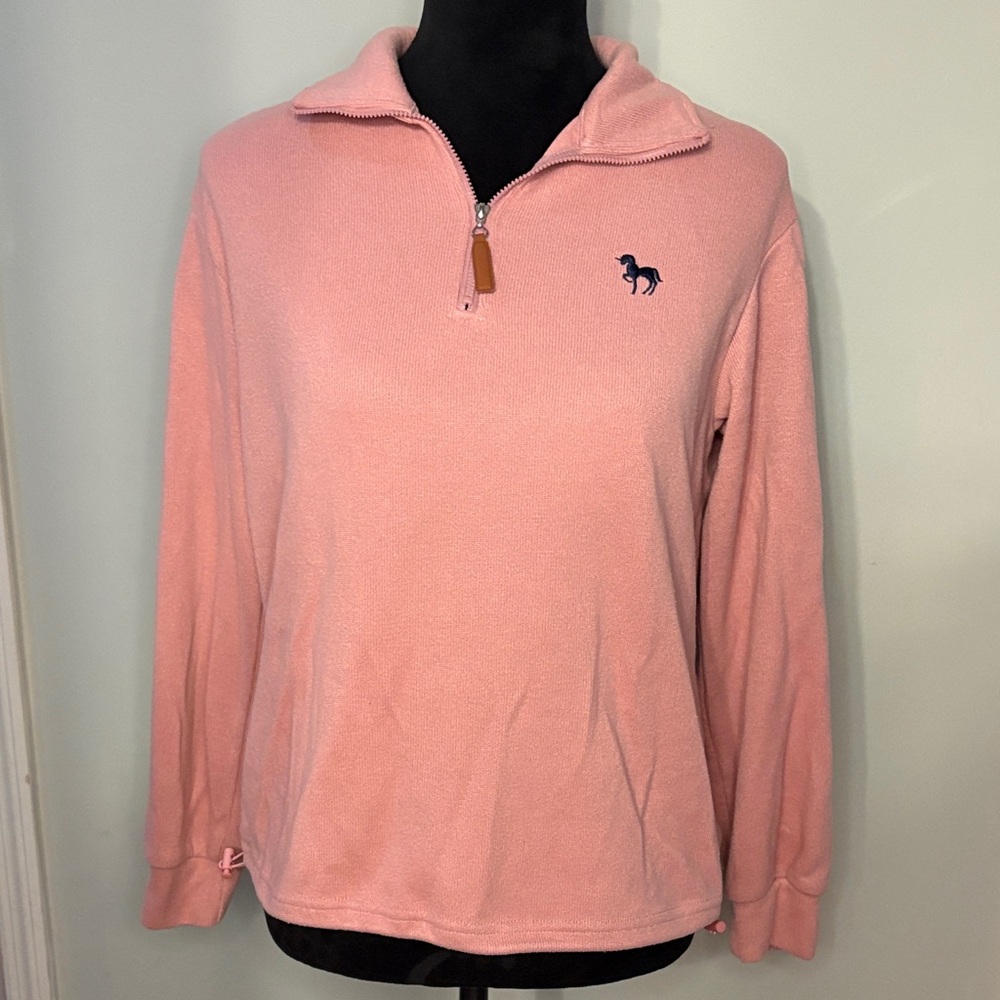 Pink Unicorn Collared Zip Pullover Sweater